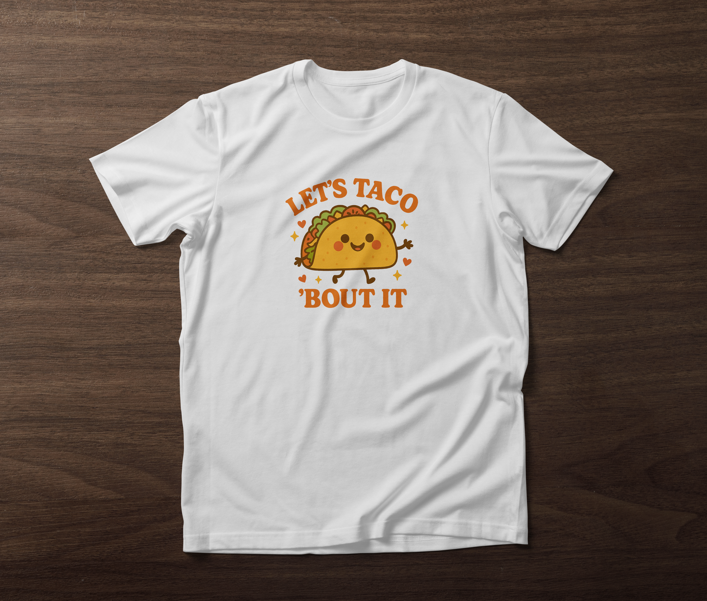 Funny Taco T Shirt Let's Taco 'Bout It Cute Food Graphic Unisex Gift Tee