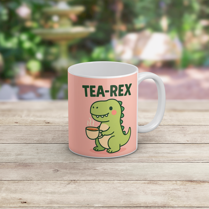 Tea-Rex Funny Dinosaur Mug – Cute T-Rex Tea Mug, 11oz Ceramic Coffee Cup, Funny Gift for Tea Lovers & Dinosaur Fans