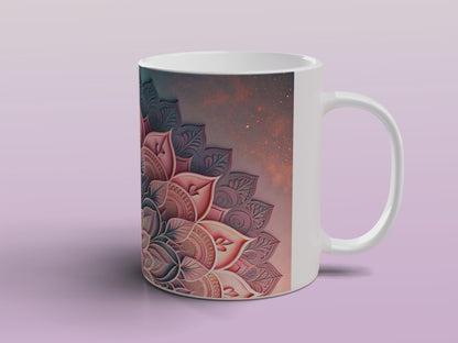 Mandala Lotus Mug | Elegant Floral Ceramic Coffee Tea Mug Boho Gift