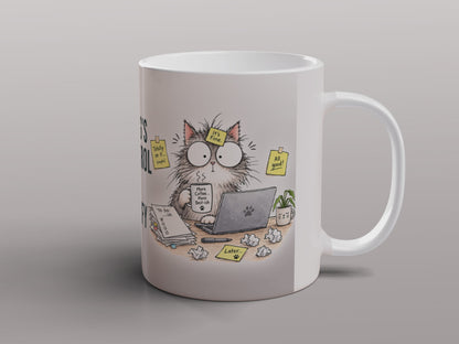 Funny Cat Office Mug Stressed Work Humour Gift for Coworkers Coffee Mug