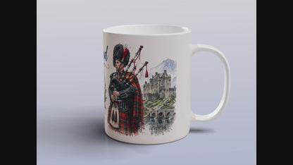 Scotland Mug Scottish Thistle Highland Bagpiper Castle Souvenir Gift