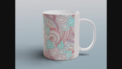 Boho Mandala Ceramic Mug Floral Pattern Tea Coffee Mug Mindfulness Gift UK