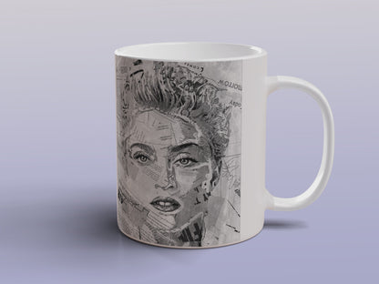 Madonna Collage Art Ceramic Mug | Pop Icon Coffee Mug Gift for Music Fans