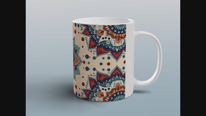 Mandala Mug Boho Style | Colourful Coffee Tea Cup | Spiritual Yoga Gift