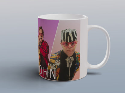 Elton John Collage Mug Pop Music Legend Ceramic Coffee Mug 11oz Gift for Fans