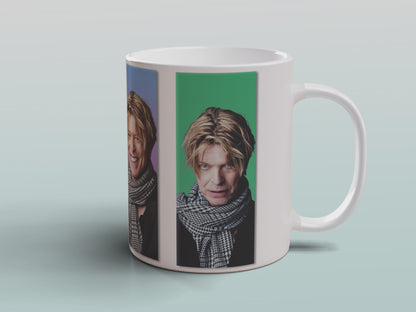 David Bowie Collage Mug Iconic Music Legend Portrait Ceramic Coffee Mug 11oz