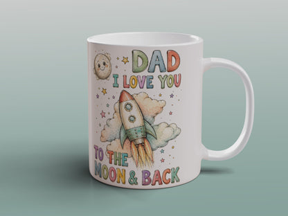 Dad Gift Ceramic Coffee Mug Cute Rocket Design Birthday Christmas Present Dad