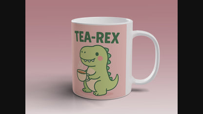 Tea-Rex Funny Dinosaur Mug – Cute T-Rex Tea Mug, 11oz Ceramic Coffee Cup, Funny Gift for Tea Lovers & Dinosaur Fans