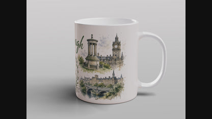 Edinburgh Scotland Mug | Scottish Landmarks & Thistle Souvenir