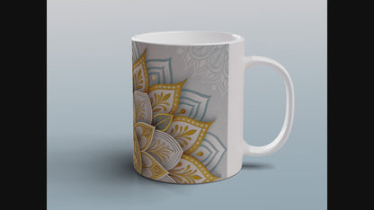 Golden Mandala Mug | Boho Spiritual Coffee Tea Mug Relaxation Gift for Meditate