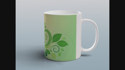 Green Leaf Mug | Eco Inspired Coffee Tea Mug | Nature Pattern Gift for Everyday